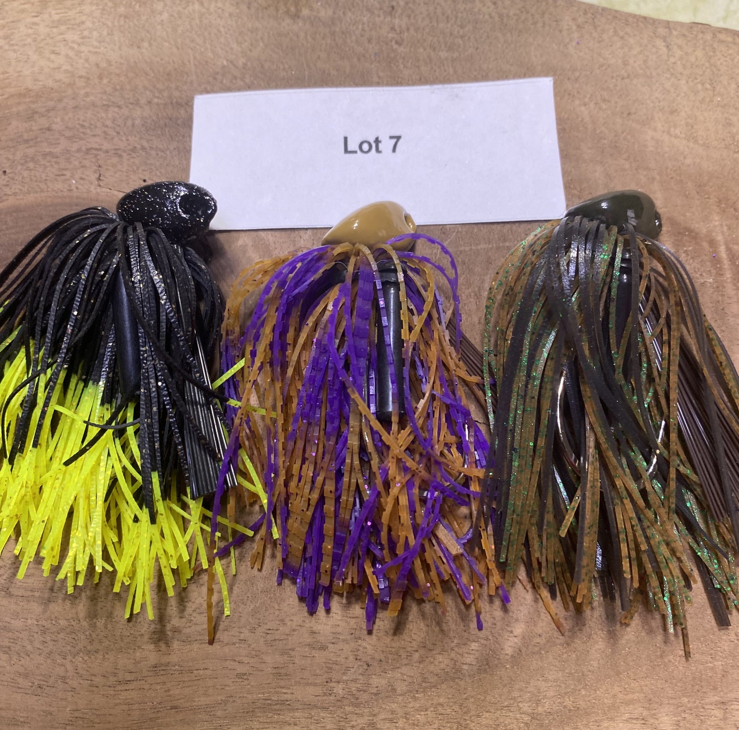 1/2oz Bass Brush Jigs with rattles Lot of 3. These jigs have 4/0 32786BLN Mustad Ultra Point hooks.