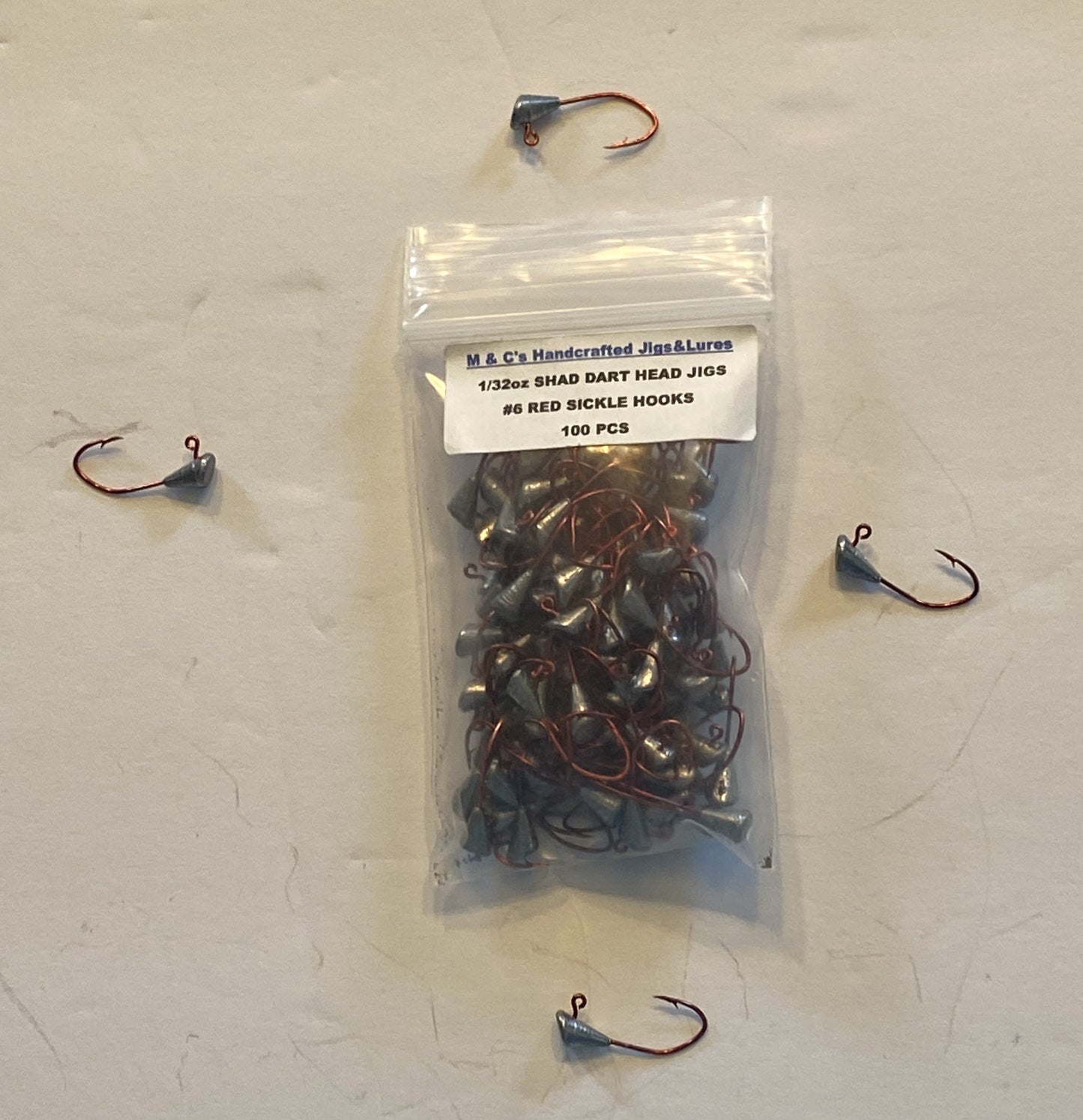 1/32oz, Shad Dart jigs #6 red sickle hooks
