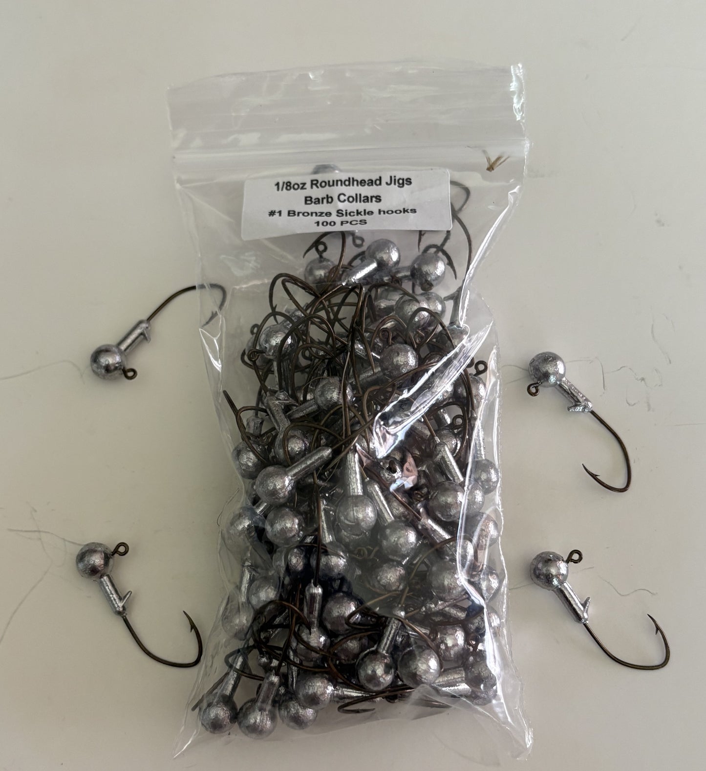1/8oz Round head barb collar jigs with #1 bronze sickle hook 100 pcs