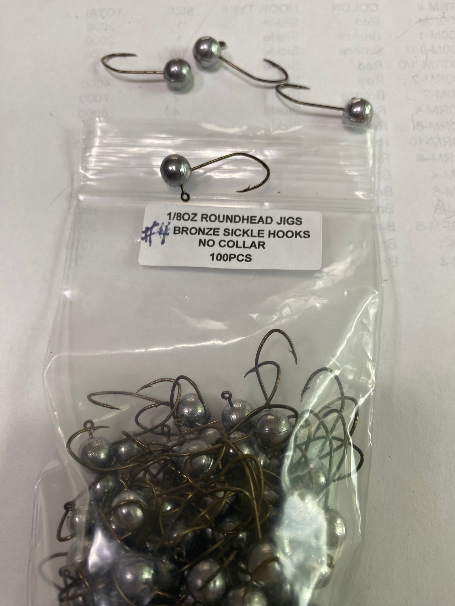1/8oz Round head no collar jigs with #4 bronze sickle hook 100 pcs