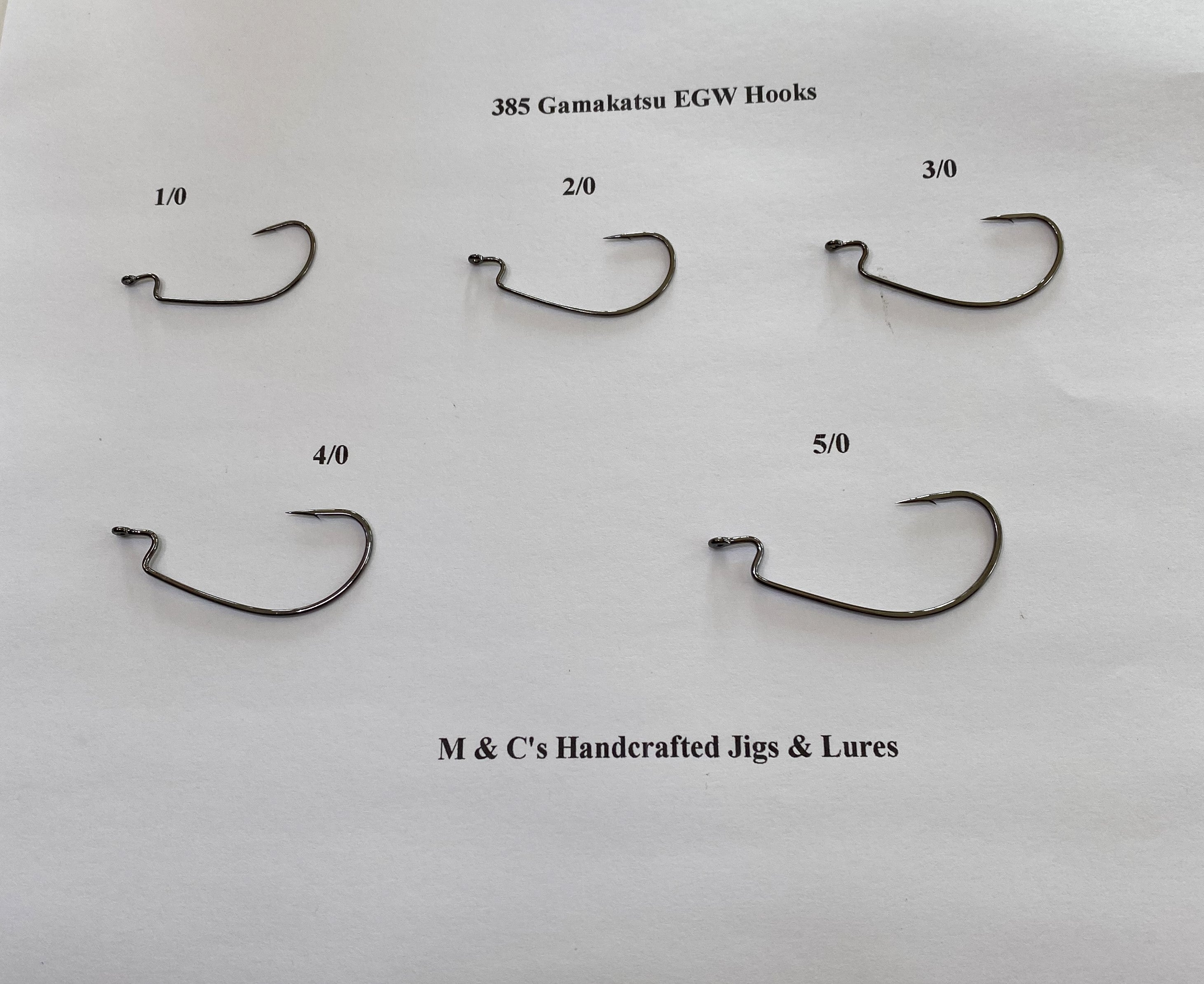 Gamakatsu EWG Hooks 5 sizes 1/0, 2/0, 3/0, 4/0, and 5/0 – M & C's