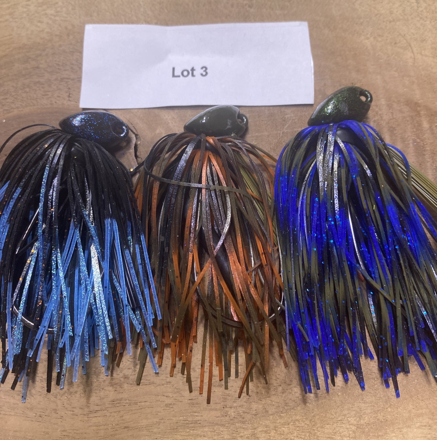 1/2oz Bass Brush Jigs with rattles and 5/0 32786BLN Mustad Ultra Point hooks. Lot of 3