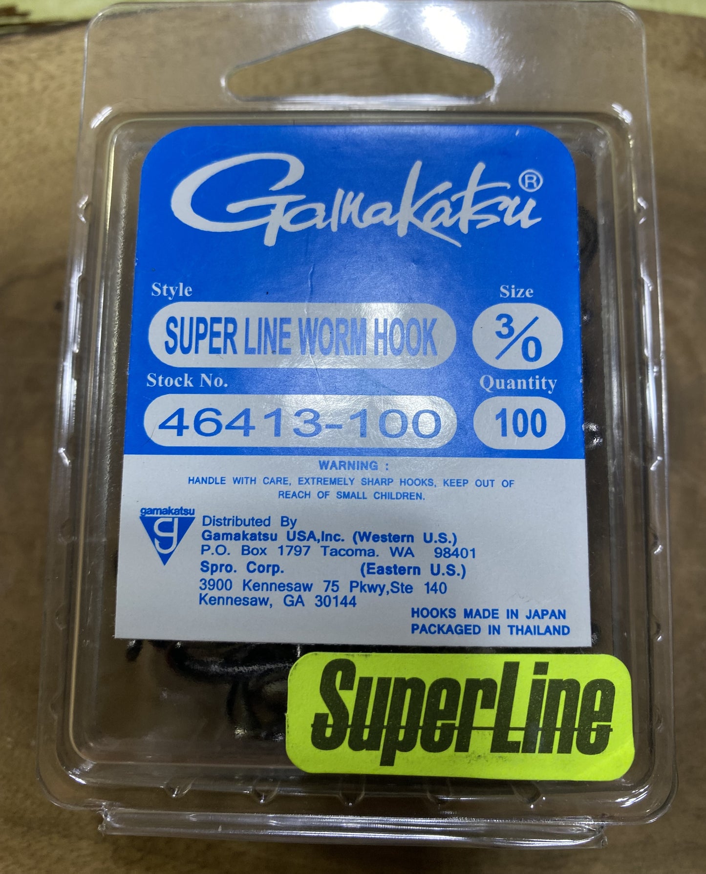 Gamakatsu Super Line Worm Hook 3/0 (100 count) stock # 46413-100