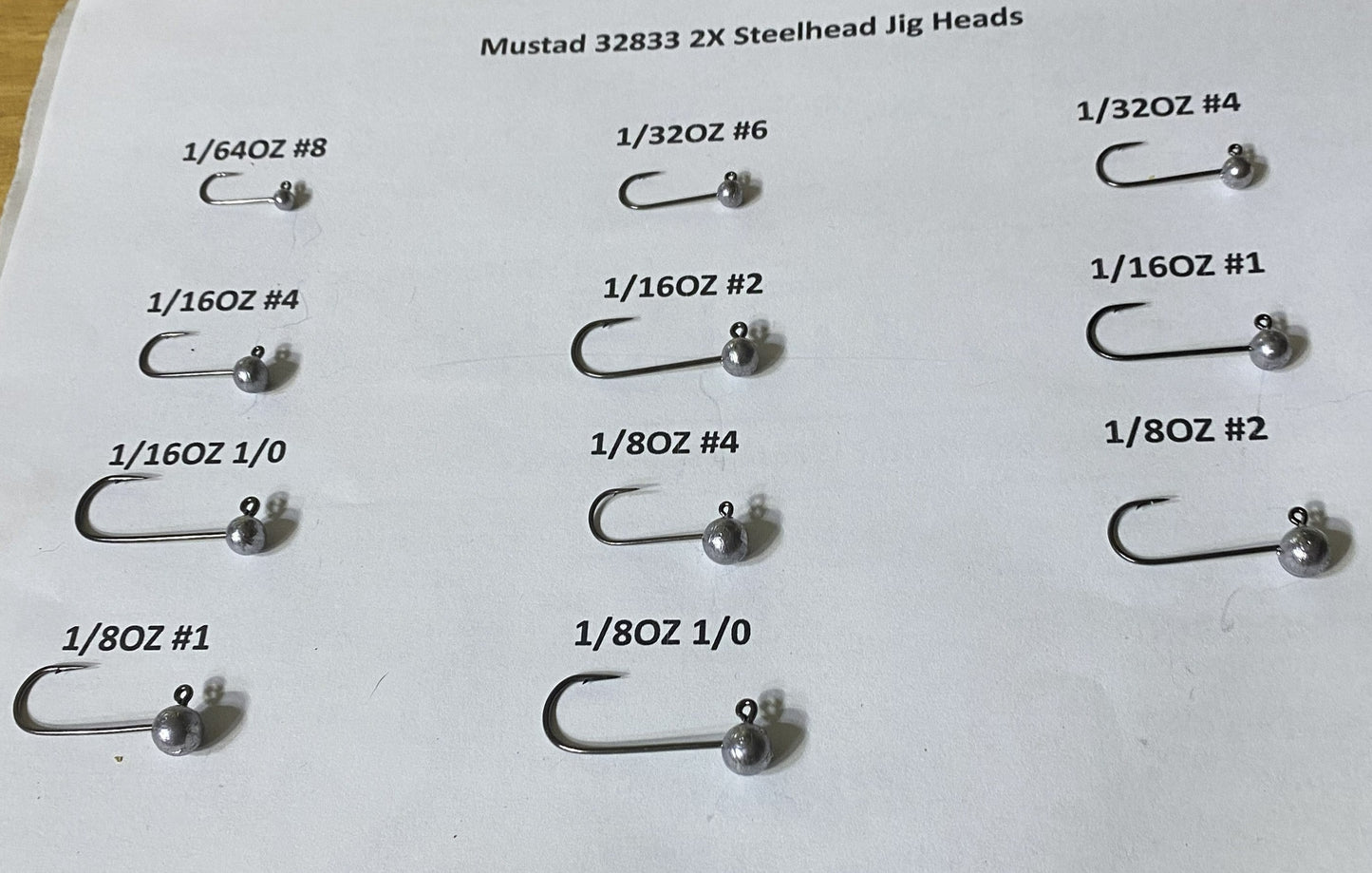 Heavy Duty Round head jigs with 32833 Mustad 2X strong varies sizes 50pcs