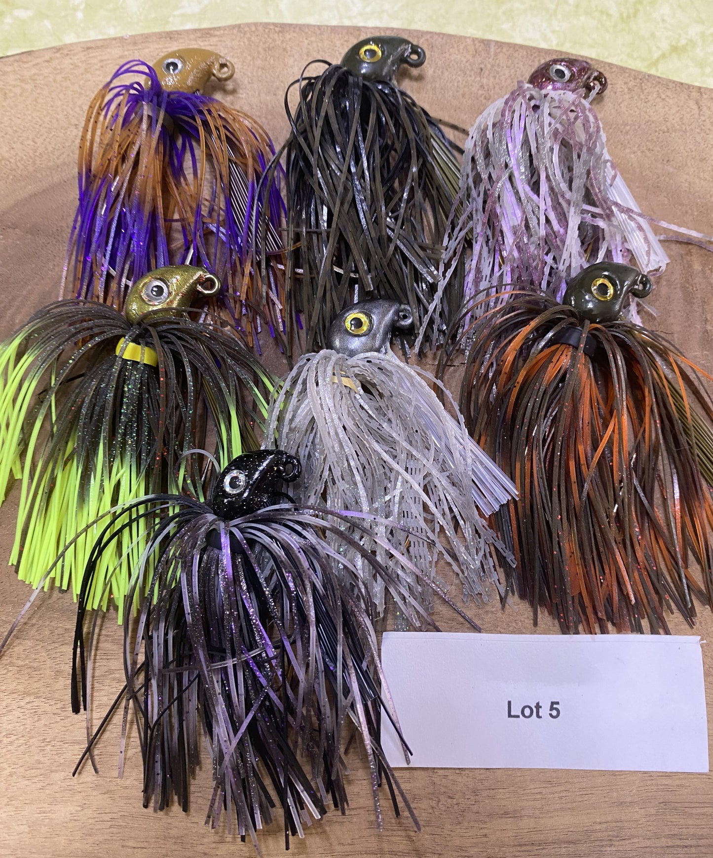 1/2oz Bass Snootie Jigs with  5/0 32786BLN Mustad Ultra Point hooks. Lot 5 Lot of 7 jigs.