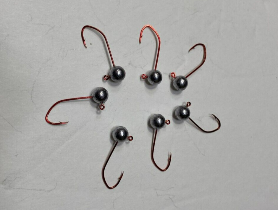 1/8oz round head no collar jigs with red #2 sickle hook 100 pcs