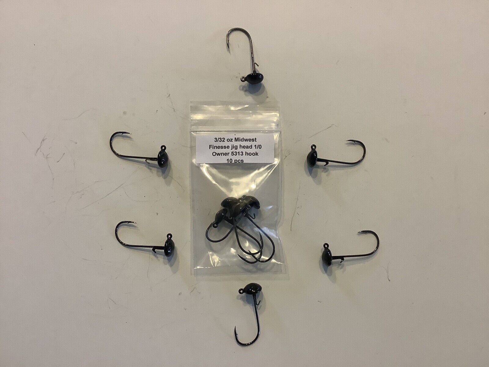 3/32 oz Black Ned Midwest Rig/Finesse Jig head 10PK With Strong #1 Owner  5313 Hook – M & C's Handcrafted Jigs & Lures
