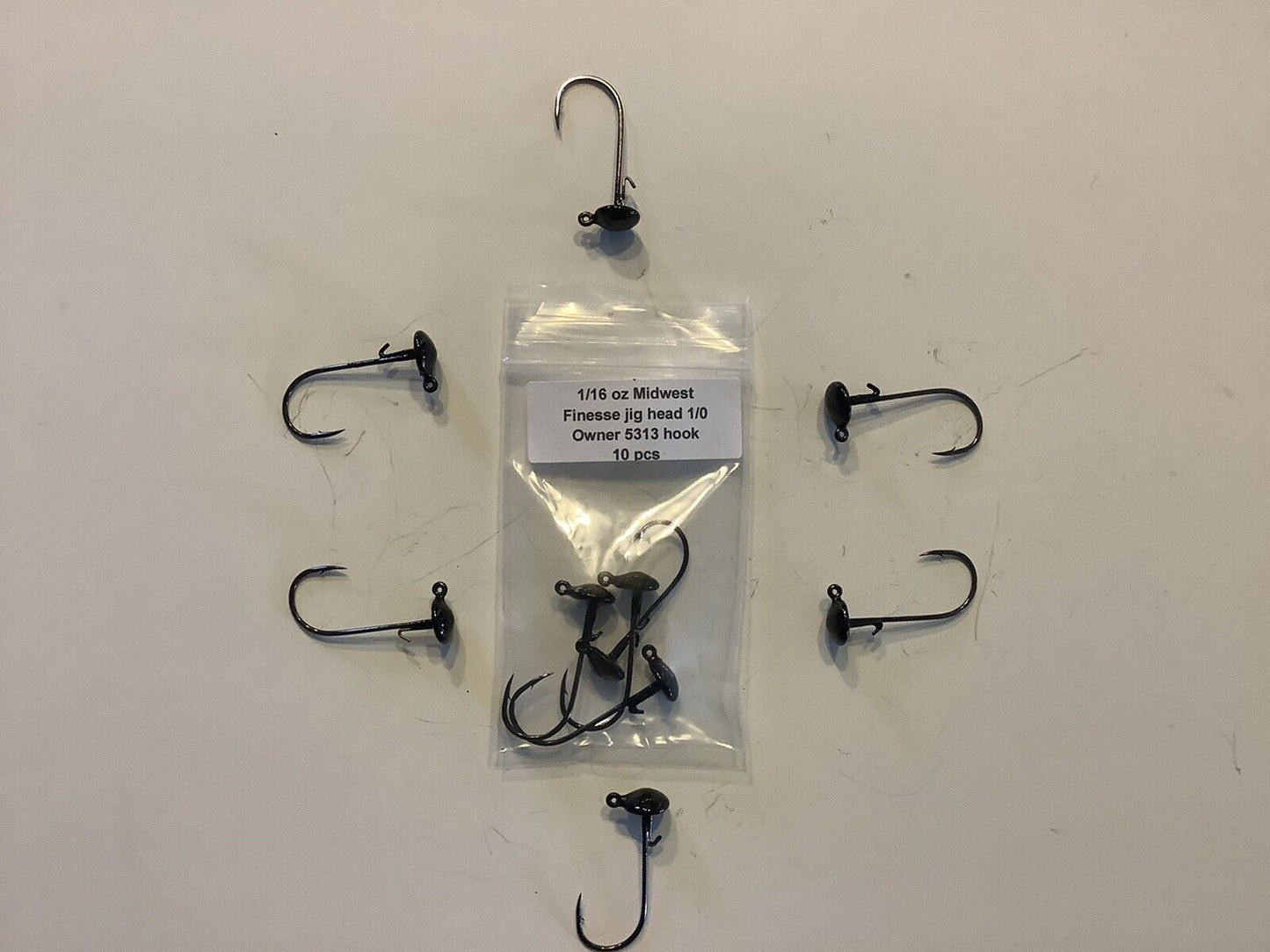 1/16oz Black Ned Midwest Rig/Finesse Jig head 10PK With Strong 1/0 Owner 5313 Hook