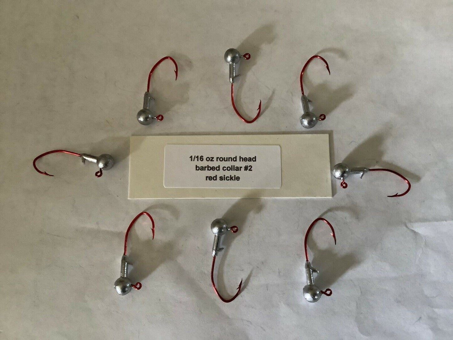 1/16oz Roundhead Barb Collar with #2 red sickle hook 100pcs