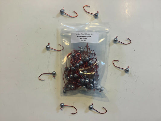 1/16oz Roundhead jig with no collar #2 red sickle hook 100 pcs