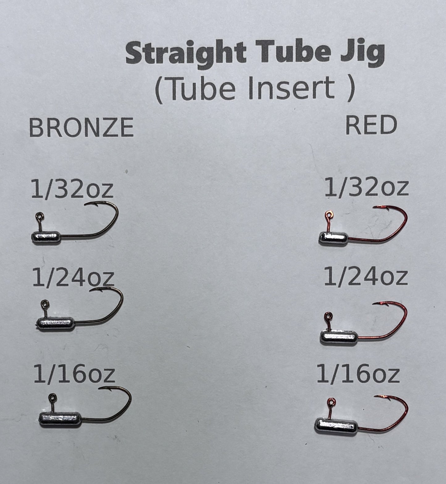 Crappie straight tube inserts 3sizes 2 hook sizes 20pcs per pack