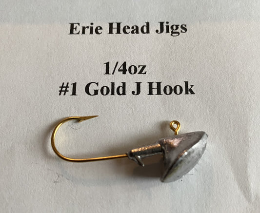 10pcs 1/4oz or 3/8oz Erie head jigs with a #1 gold J hooks