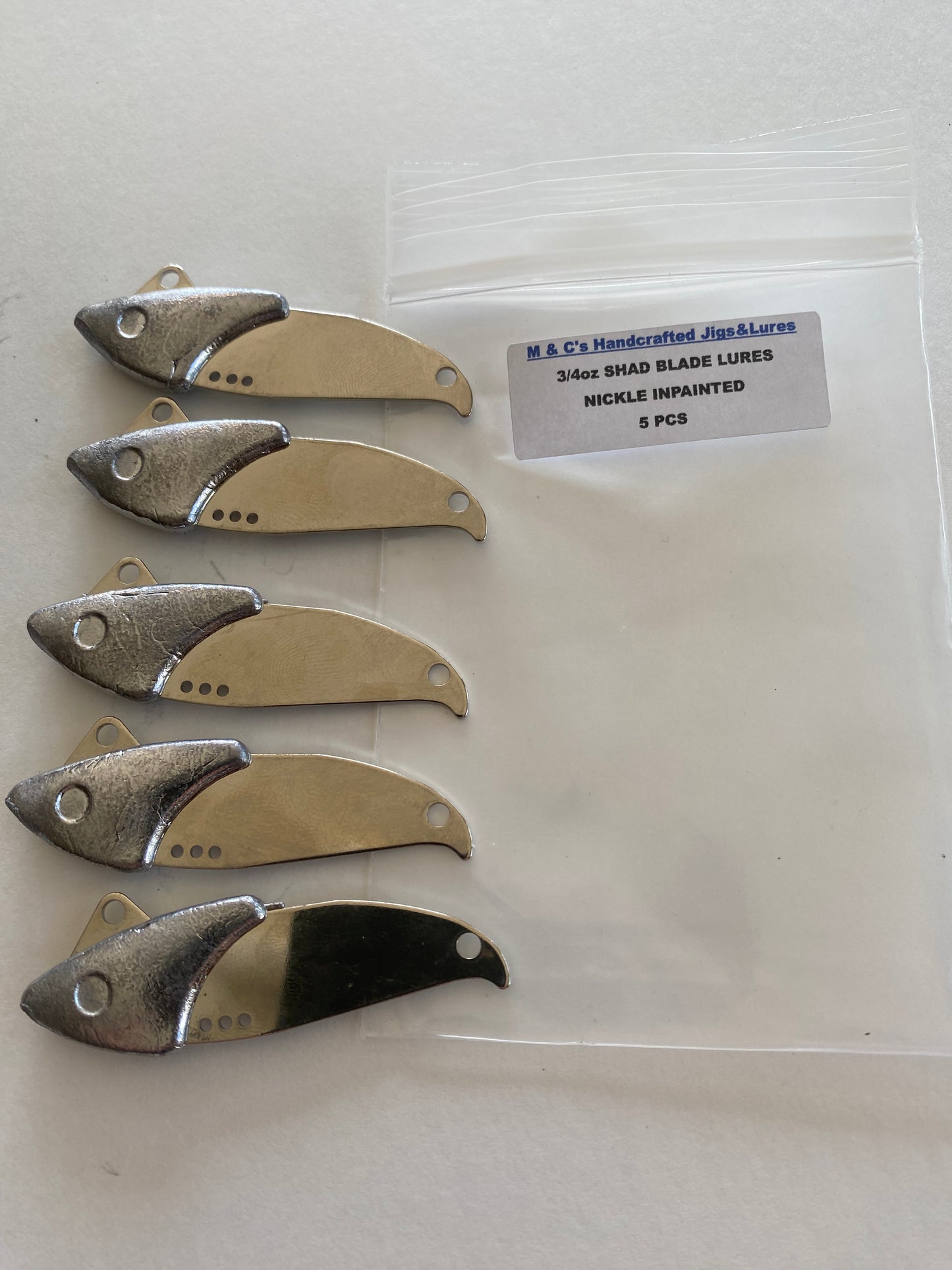 1/2oz or 3/4oz  Shad Blades unpainted 5pcs.