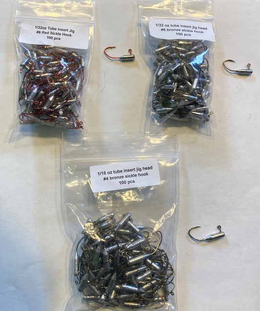 tube inserts (panfish) 1/32oz or 1/16oz red or bronze sickle hooks 100pcs