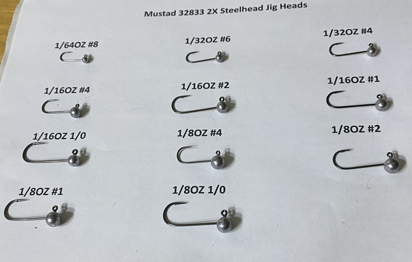 Heavy Duty Round head jigs with 32833 Mustad 2X strong varies sizes