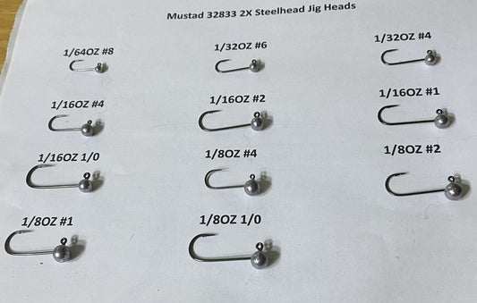 Heavy Duty Round head jigs with 32833 Mustad 2X strong varies sizes 50pcs