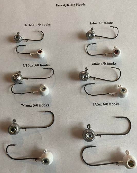 Freestyle jigs has Mustad 32746 hooks assorted sizes