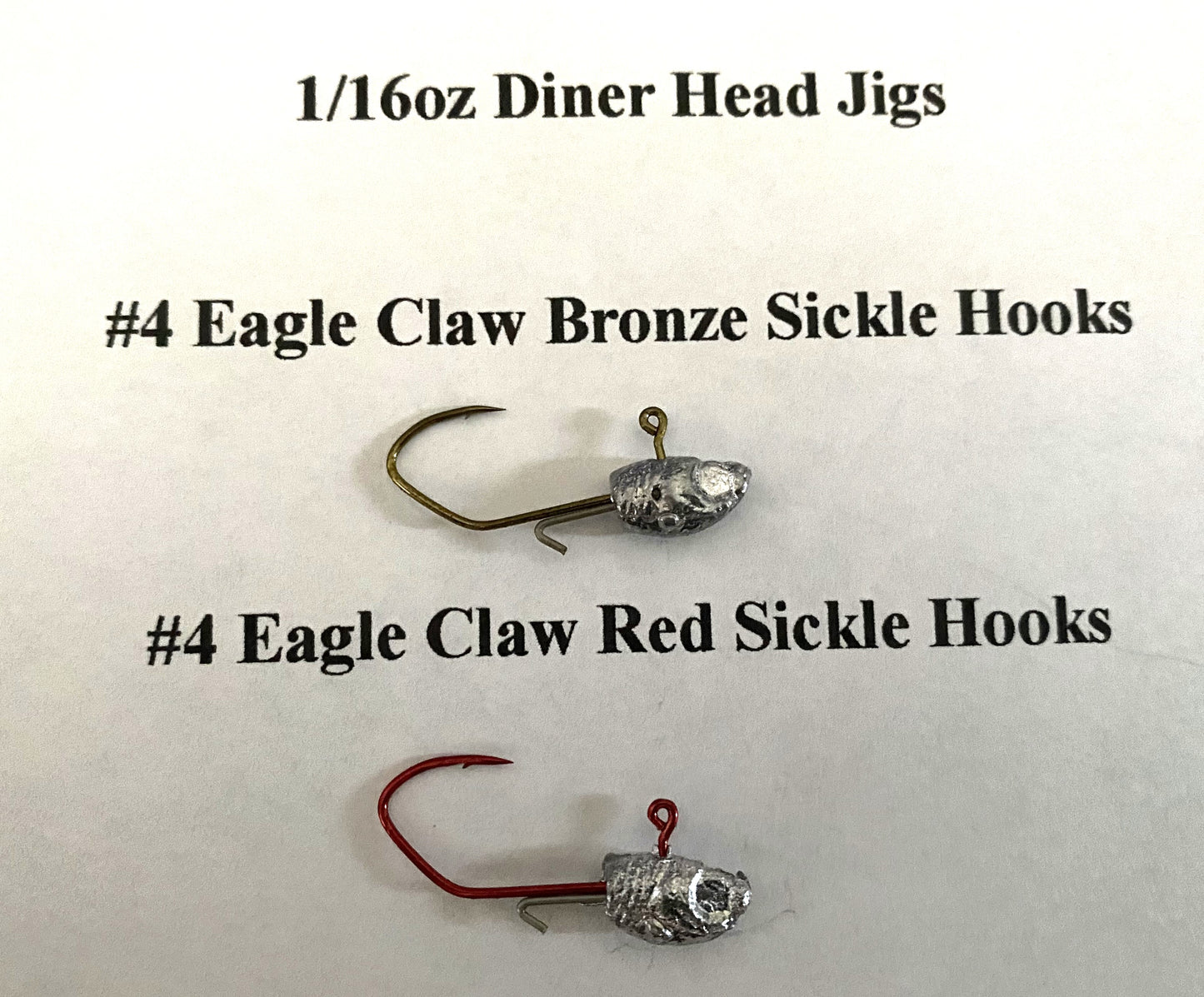 Diner Head Jigs with wire keeper assorted sizes 10pcs.