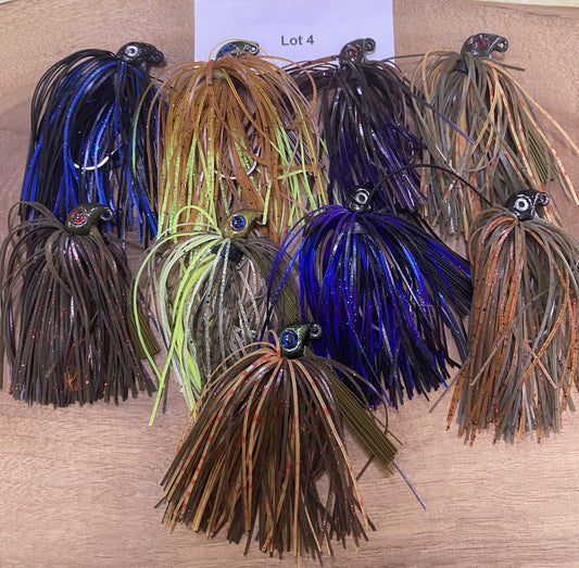3/16oz Bass Snootie Jigs with  2/0 32786BLN Mustad Ultra Point hooks. Lot 4 Lot of 8 jigs.