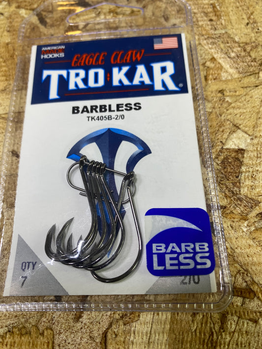 Eagle Claw #2/0 Tro-Kar Barbless hooks Qty 7.