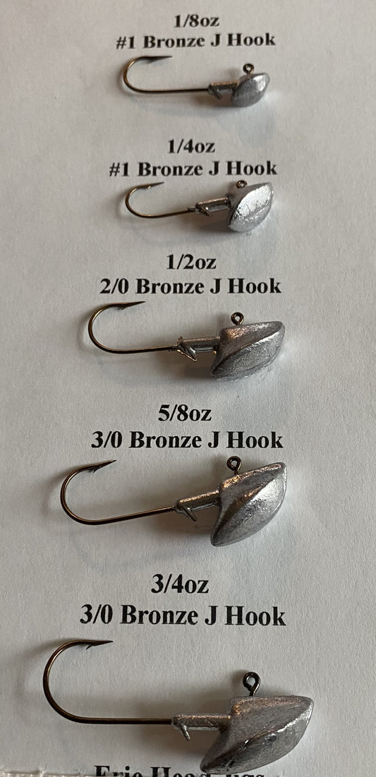 10 pcs Erie head jigs assorted sizes