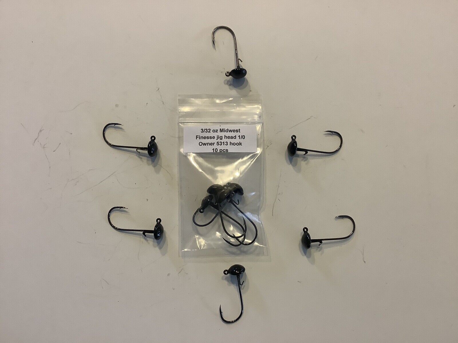 3/32 oz Black Ned Midwest Rig/Finesse Jig head 10PK With Strong #1 ...