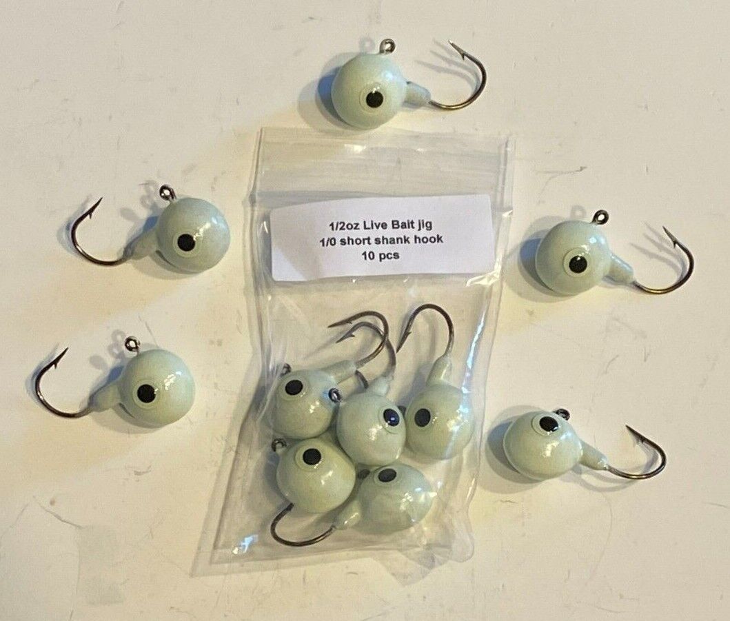 GLOW LIVE BAIT JIGS 5 SIZES AND DIFFERENT COLORS