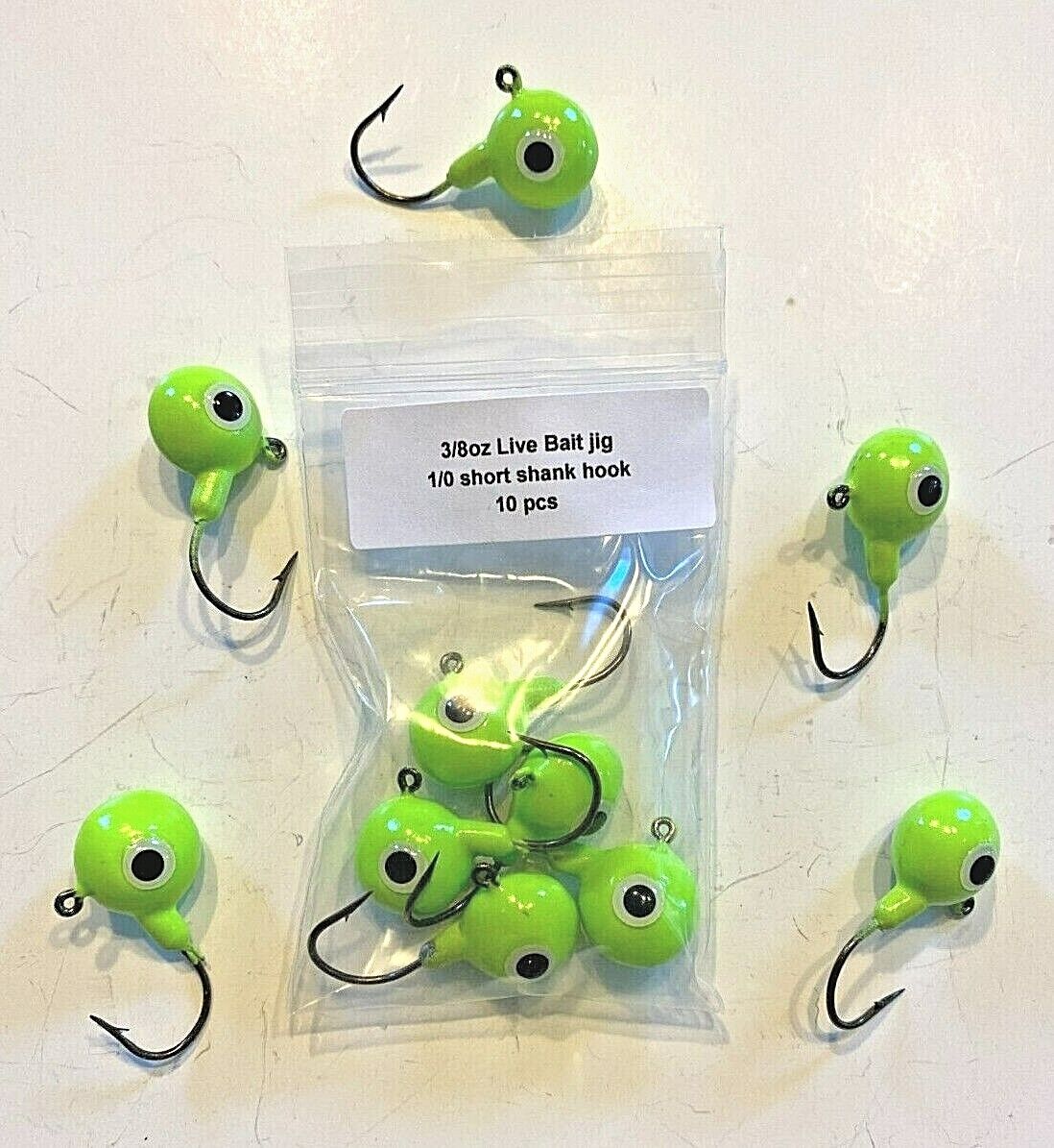 GLOW LIVE BAIT JIGS 5 SIZES AND DIFFERENT COLORS