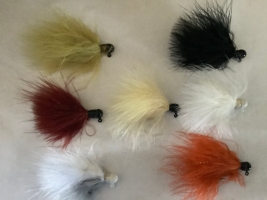 Smallmouth or trout marabou flies jigs 2 per package